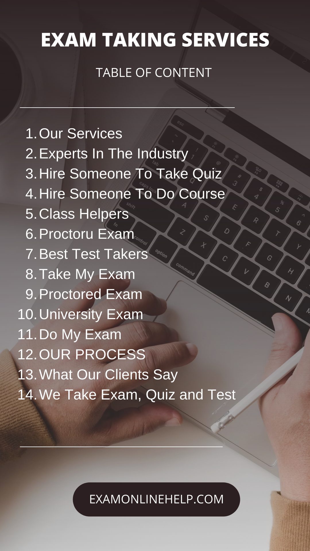 Exam Taking Services Checklist